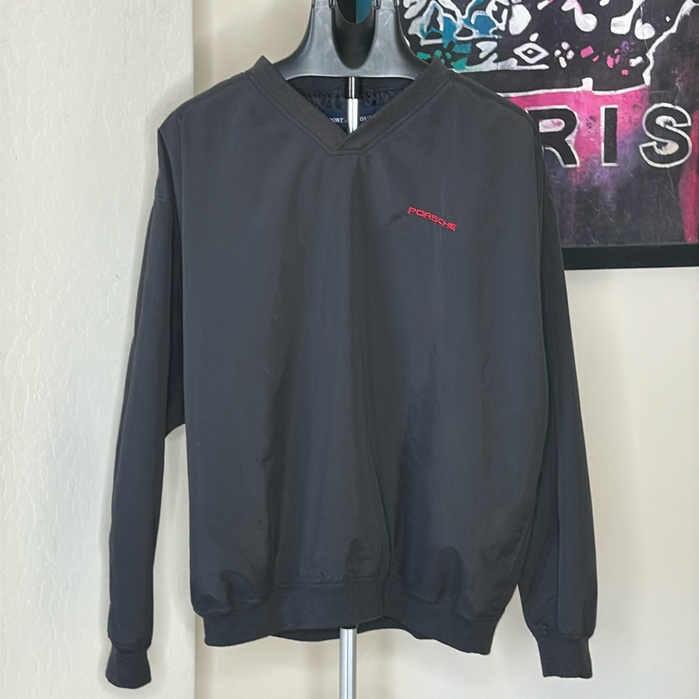 Sporty Port Authority PORSCHE  X/L Black Windbreaker / Golf Pullover
